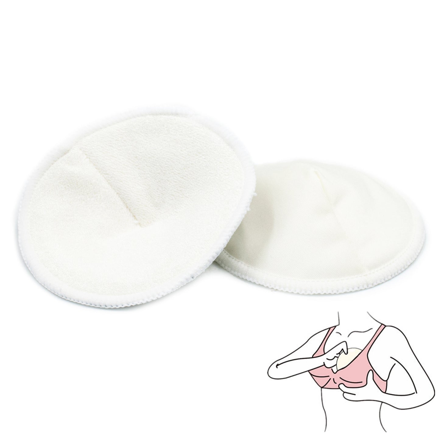 2 Pcs Organic Bamboo Viscose Nursing Breast Pads - Washable and Reusable Breastfeeding Pads