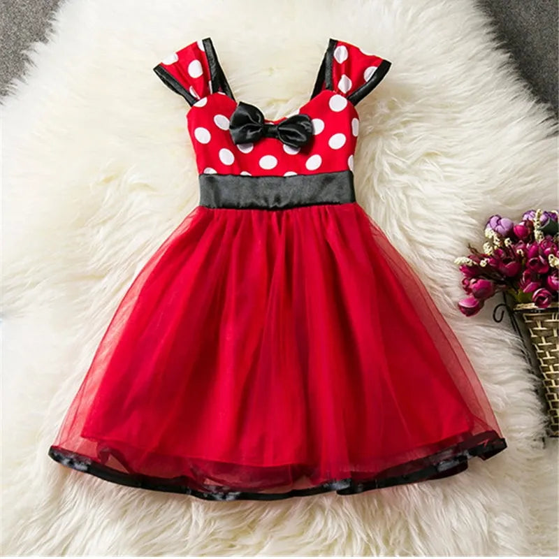 Mini Maus Baby Mädchen Kleider 2-6 Jahre Cosplay Prinzessin Kostüm für Mädchen Kinder Geburtstag Weihnachtsfeier Polka-Dot Kleider Kleidung