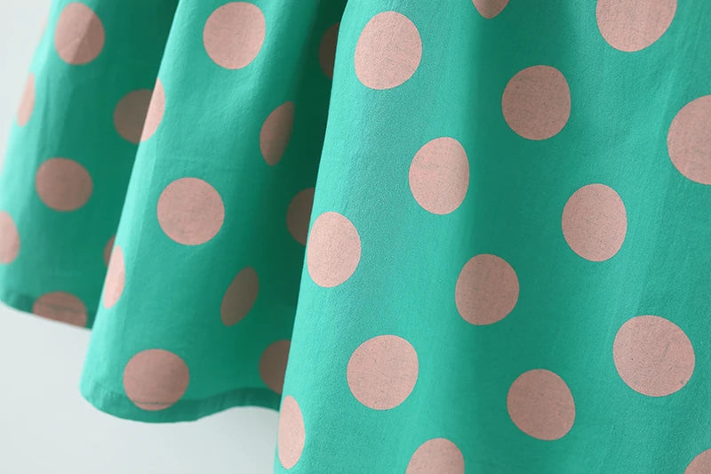 Sommer baby mädchen kleid baby mädchen farbe passenden großen revers voller polka dot blase ärmeln prinzessin kleid