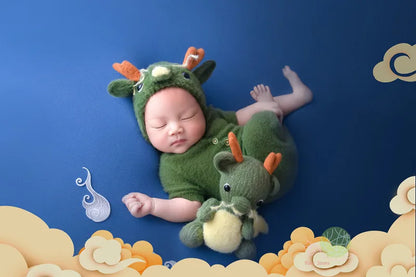 ❤️Newborn Photography Clothing Dragon Hat+Jumpsuit+Tail+Doll 4Pcs/Set Baby Photo Props Accessories Studio Shoot Clothes Outfits