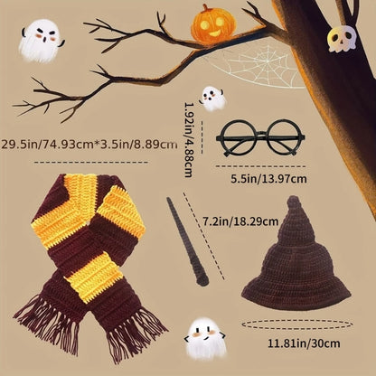 Infant Photography Outfit Wizard Costume Hat Accessories Set Posing Props Baby Witch Costume Newborn Clothes Shower Gift