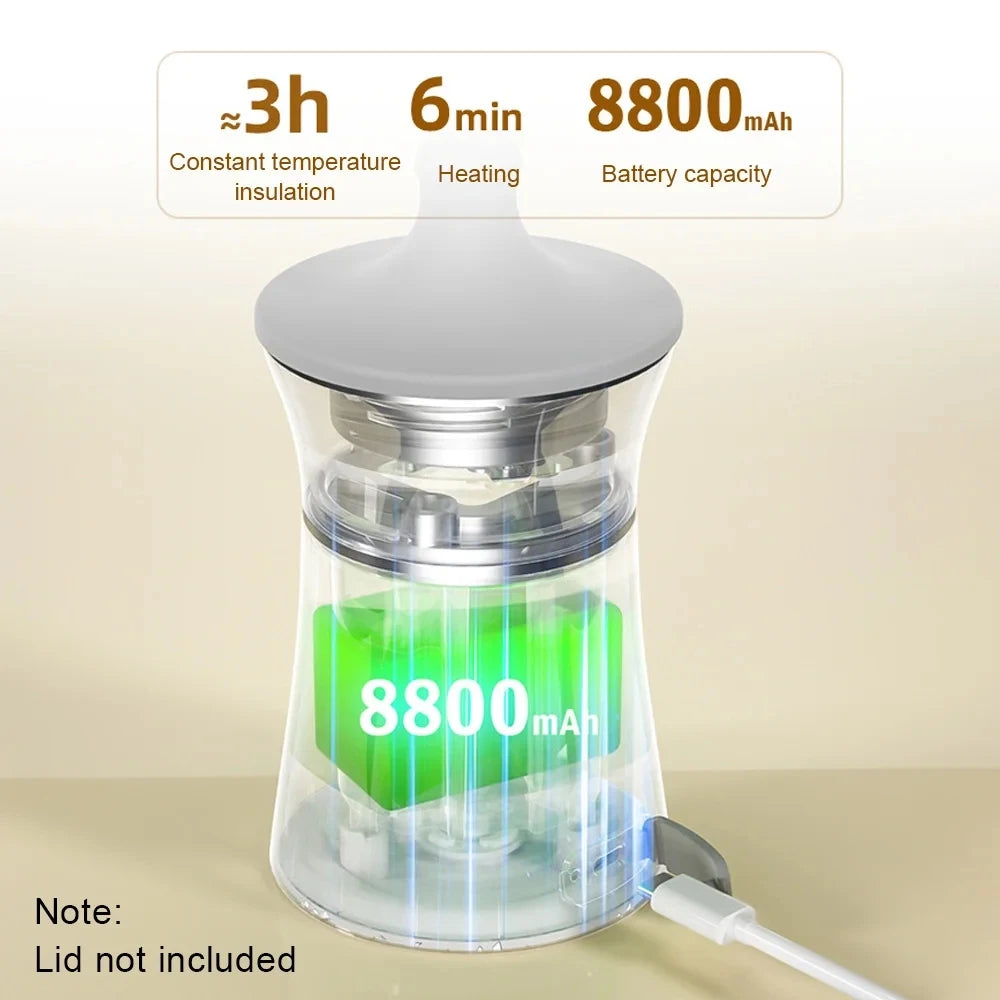 Tragbarer Flaschenwärmer für Muttermilch und Säuglingsmilch, 8800 mAh, USB-Aufladung, schnelles Aufheizen und Auftauen, kabelloser Baby-Wasserwärmer