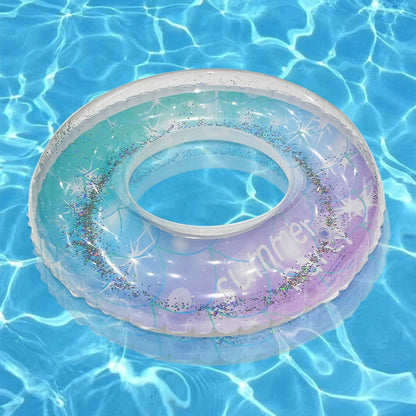 Sequin Starry Sky Inflatable Swim Ring - Thickened PVC Swimming Circle for Pool and Beach