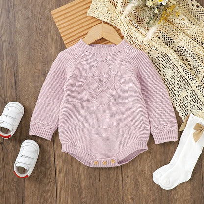 Baby Bodysuits Clothes Spring Autumn Long Sleeve Knit Newborn Girls Solid Onesie Outfits 0-18m One Piece Winter Infant Jumpsuits