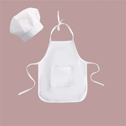 2Pcs Cute Baby Chef Apron and Hat Set - Infant Kid White Cook Costume Photography Prop