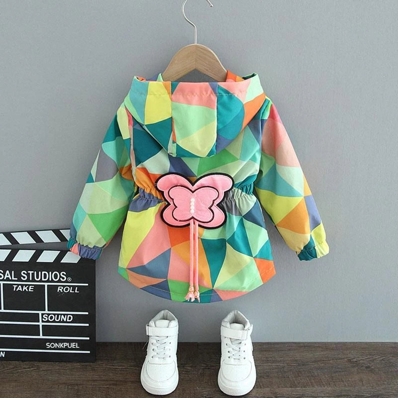 1 2 3 4 5 6 Years Baby Girls Jacket Cute Cartoon Animals Spring Autumn Boy Windbreaker Coat Hooded Zipper Outerwear Kids Clothes