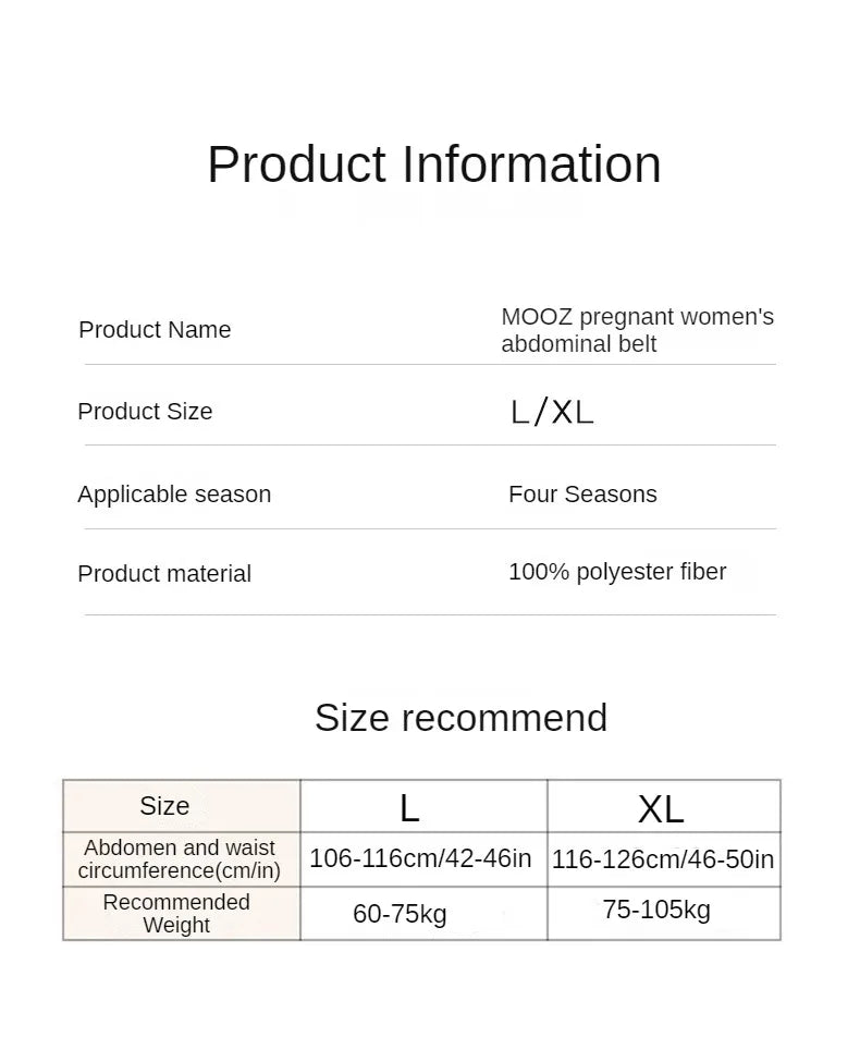 MOOZ Bauchband zur Unterstützung schwangerer Frauen, Pflege für die Schwangerschaft, atmungsaktiv, verstellbar, postpartaler Hüftgürtel, Schwangerschaftsprodukte, CDC018