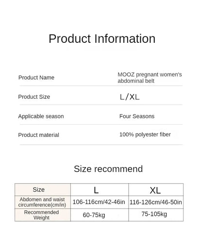 MOOZ Bauchband zur Unterstützung schwangerer Frauen, Pflege für die Schwangerschaft, atmungsaktiv, verstellbar, postpartaler Hüftgürtel, Schwangerschaftsprodukte, CDC018