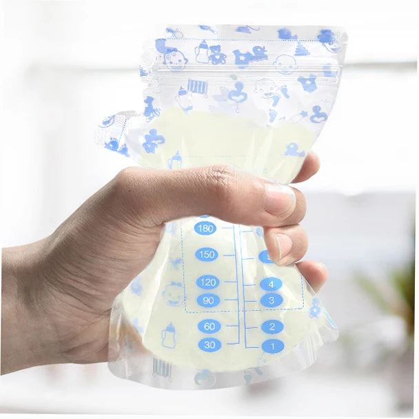 100 Pcs BPA-Free Breast Milk Storage Bags - 240ML Safe Freezing Container