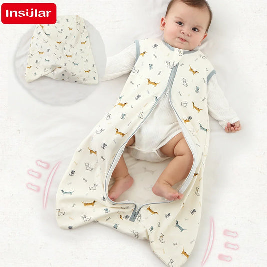 Baby Sleeping Bag Summer Thin Baby Sleepsack Kids Sleepwear Anti-Kick Blanket 3-18Months Animal Cartoon Print 100% Cotton