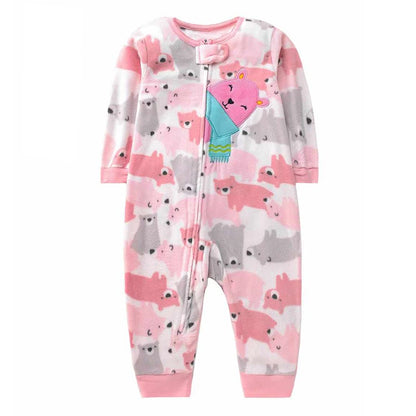 Winter Baby Kleidung Pyjamas Junge Mädchen Warme Säuglingsspielanzug Herbst Reißverschluss Fleece Overall Tier Overall Kleidung 9 12 18 24 Monate