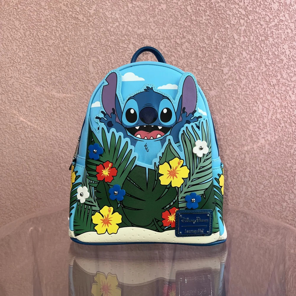 Original Disney Stitch Loungefly Backpack Cute Cartoon Embroidered Design Backpack Fresh And Casual Mini Backpack Women's Bag