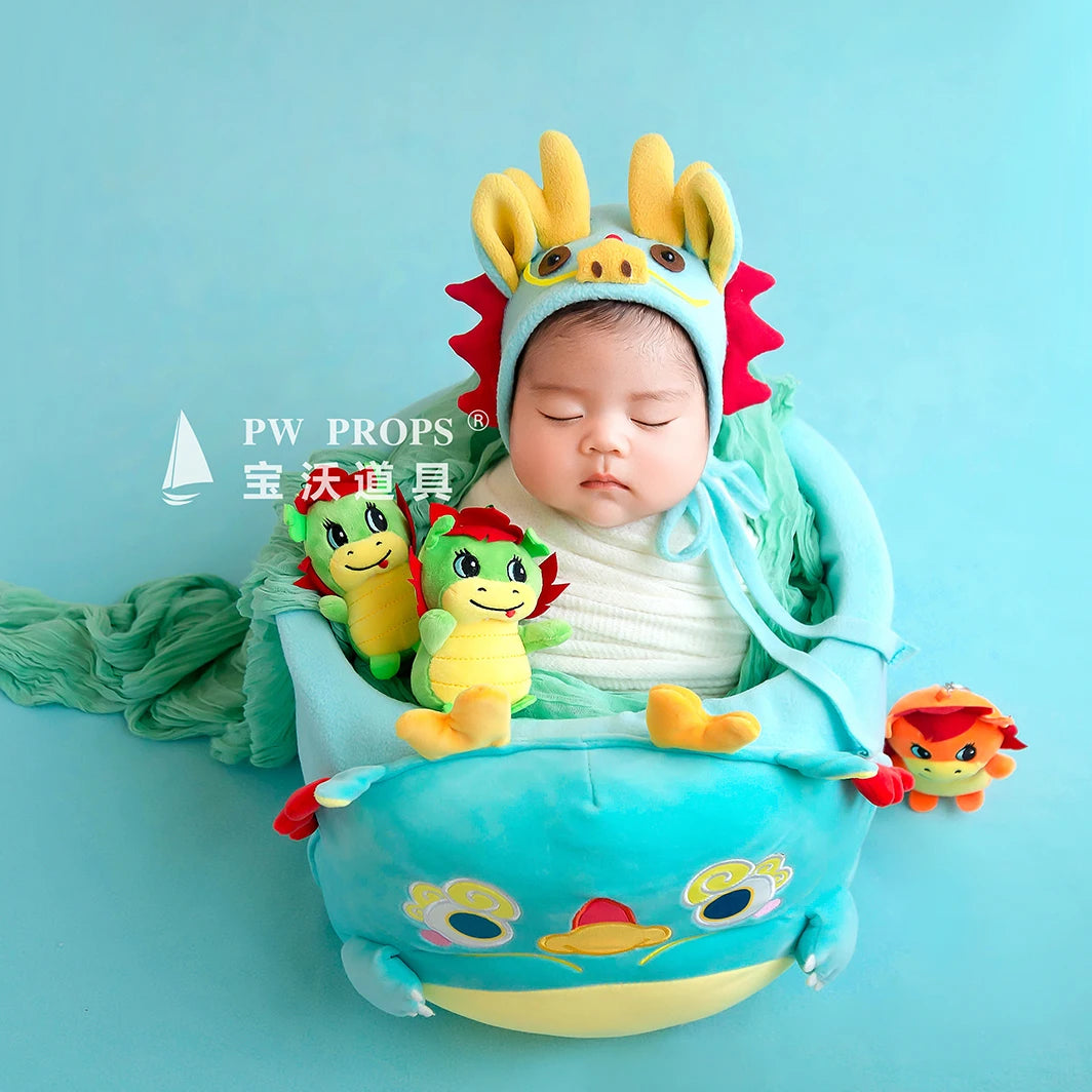 PW PROPS China Dragon Hat Newborn Photography Props Wool Soft Bonnet Photo Shoot Accessories