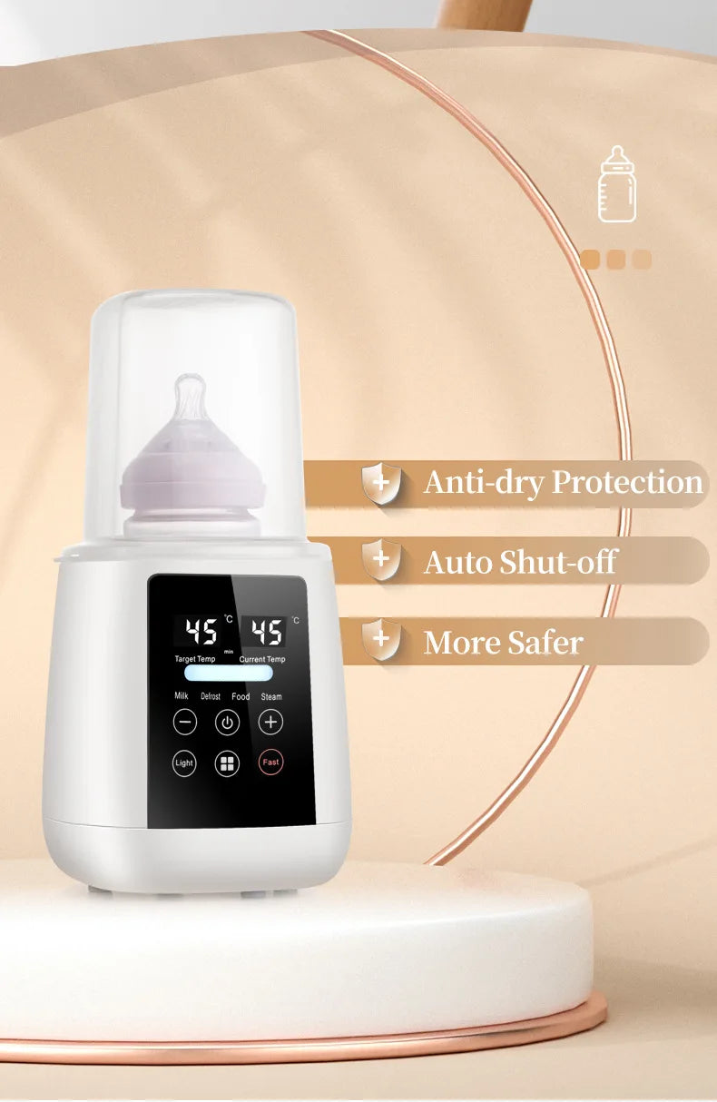 Baby Bottle Warmer & Sterilizer 6-in-1Multifuntion Breast Milk Warmer Accurate Temperature Control Baby Bottle Heater