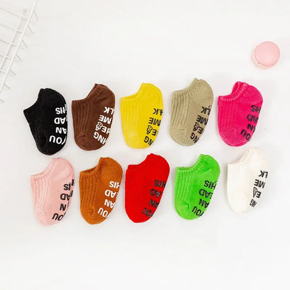 Summer Spring Thin Cotton Rubber Anti-slip Short Ankle Stockings Cute Candy Color Stripe White Baby Floor Socks for Boys Girls