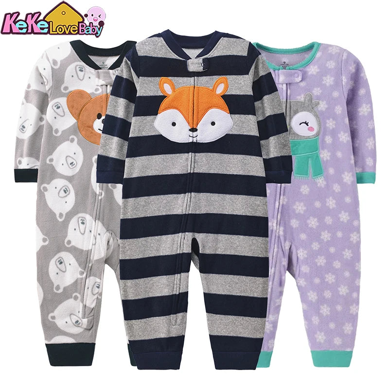 Winter Baby Kleidung Pyjamas Junge Mädchen Warme Säuglingsspielanzug Herbst Reißverschluss Fleece Overall Tier Overall Kleidung 9 12 18 24 Monate