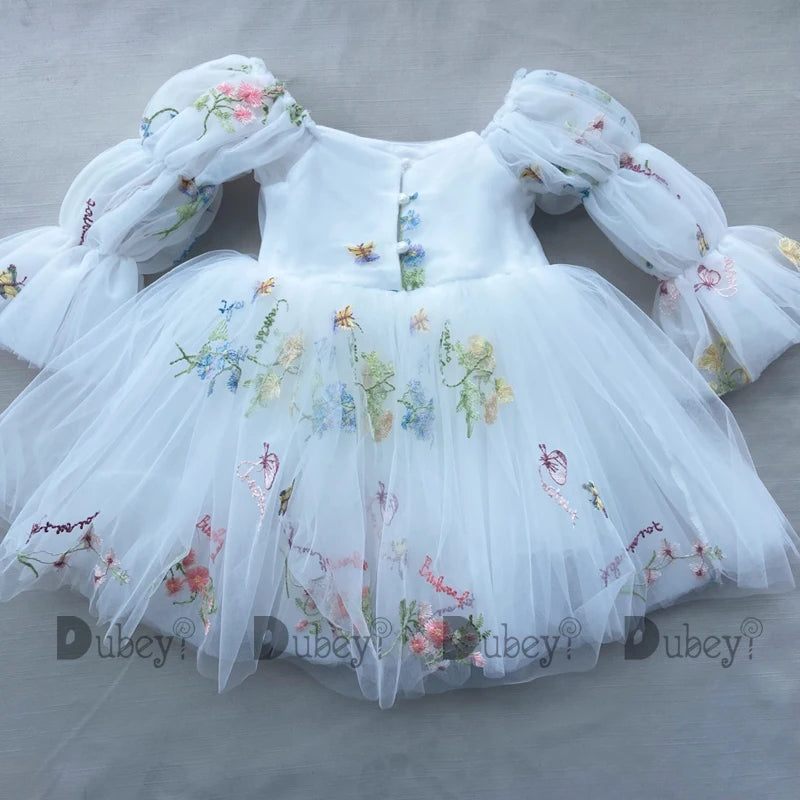 New Born Baby Girls Birthday Dress for Toddlers Embroidery Wedding flower girls Ceremony Vestido for 1Y Infantil Clothing Kids